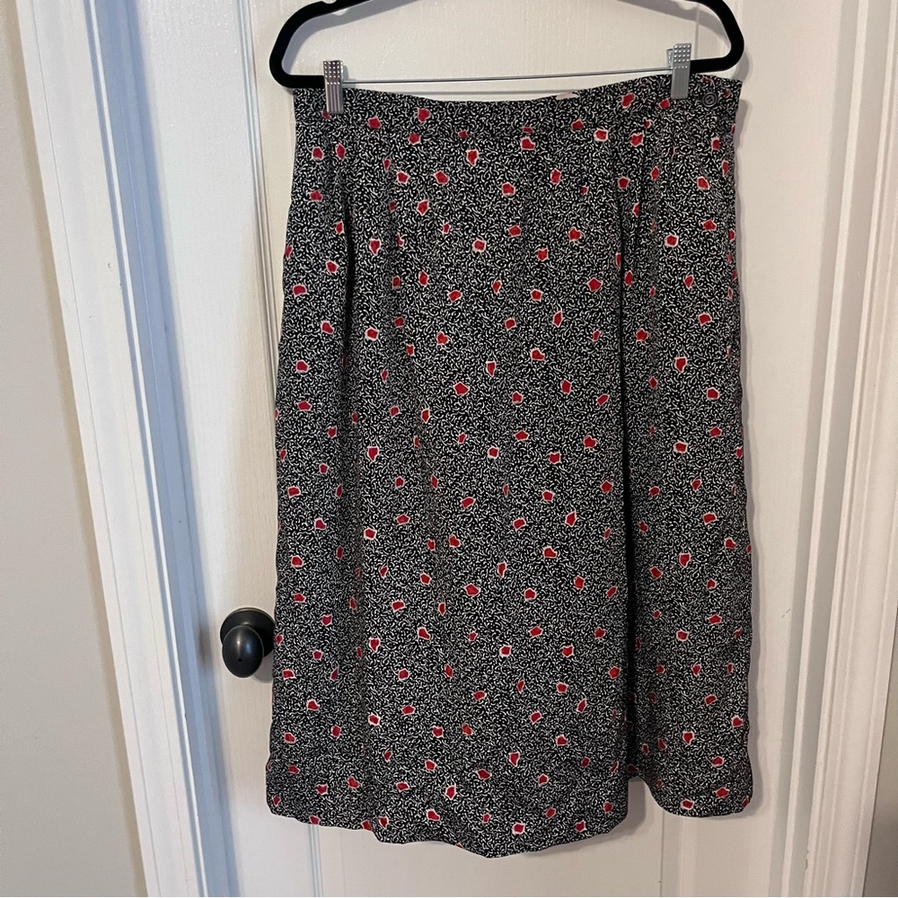 Vintage Country Pendleton Black Red Printed Midi Skirt 16W Cottagecore Work